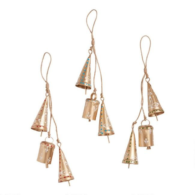Gold Metal Bell Cluster Ornaments Set of 3 | World Market