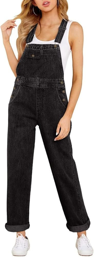 Vetinee Womens Overalls Denim Stretch Straight Leg Jeans Overall Regular Fit Bib Jean Jumpsuits C... | Amazon (US)