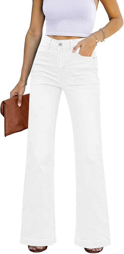 GRAPENT Womens Flare Jeans High Waisted Wide Leg Baggy Jean for Women Stretch Denim Pants | Amazon (US)