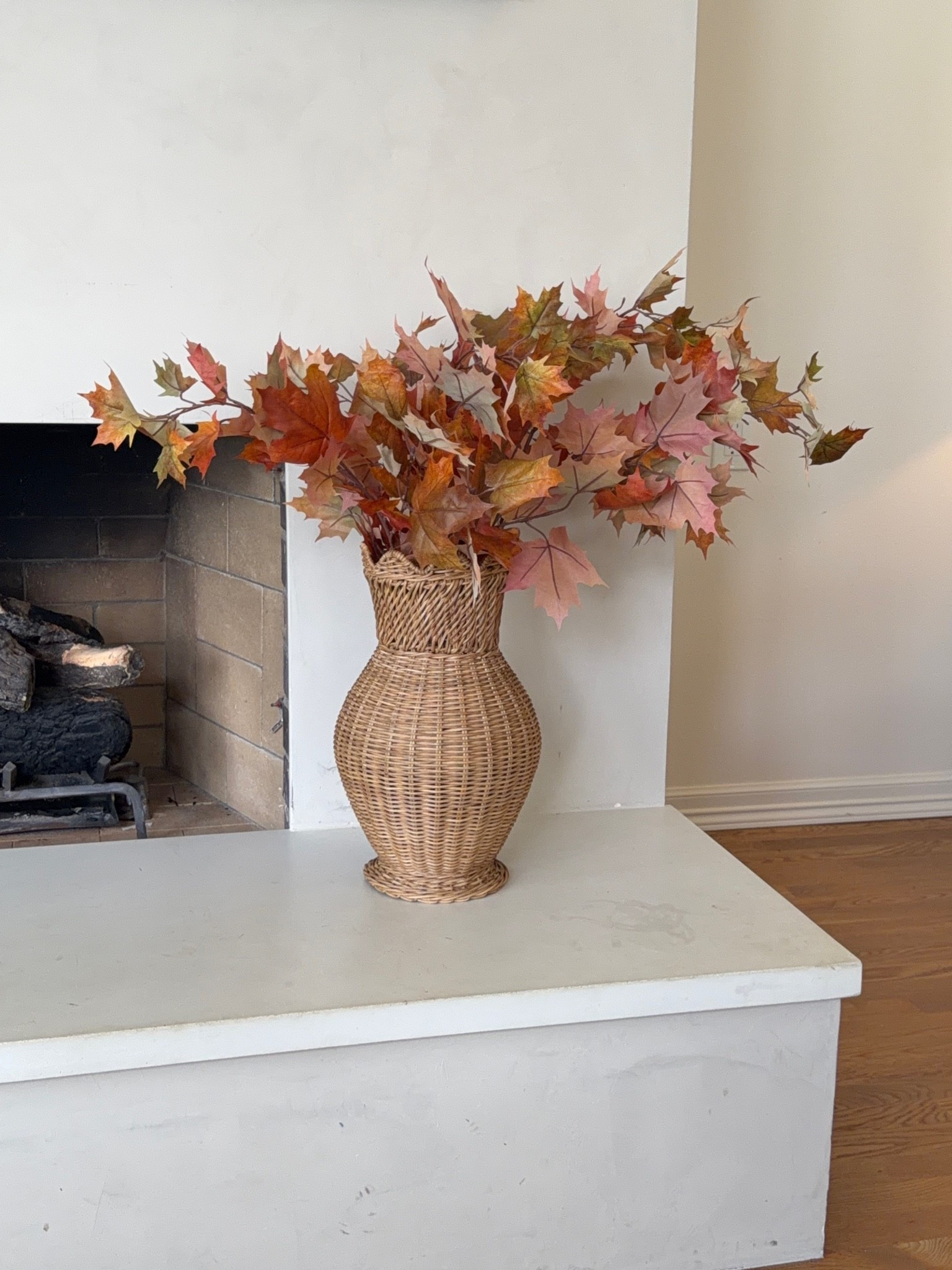 Two stems in the vase (comes with a glass insert too which is great!) and each stem has 2 stems. So it’s 4 total but just bought 2 stems!

#target #fauxleaves #falldecor #fallleaves