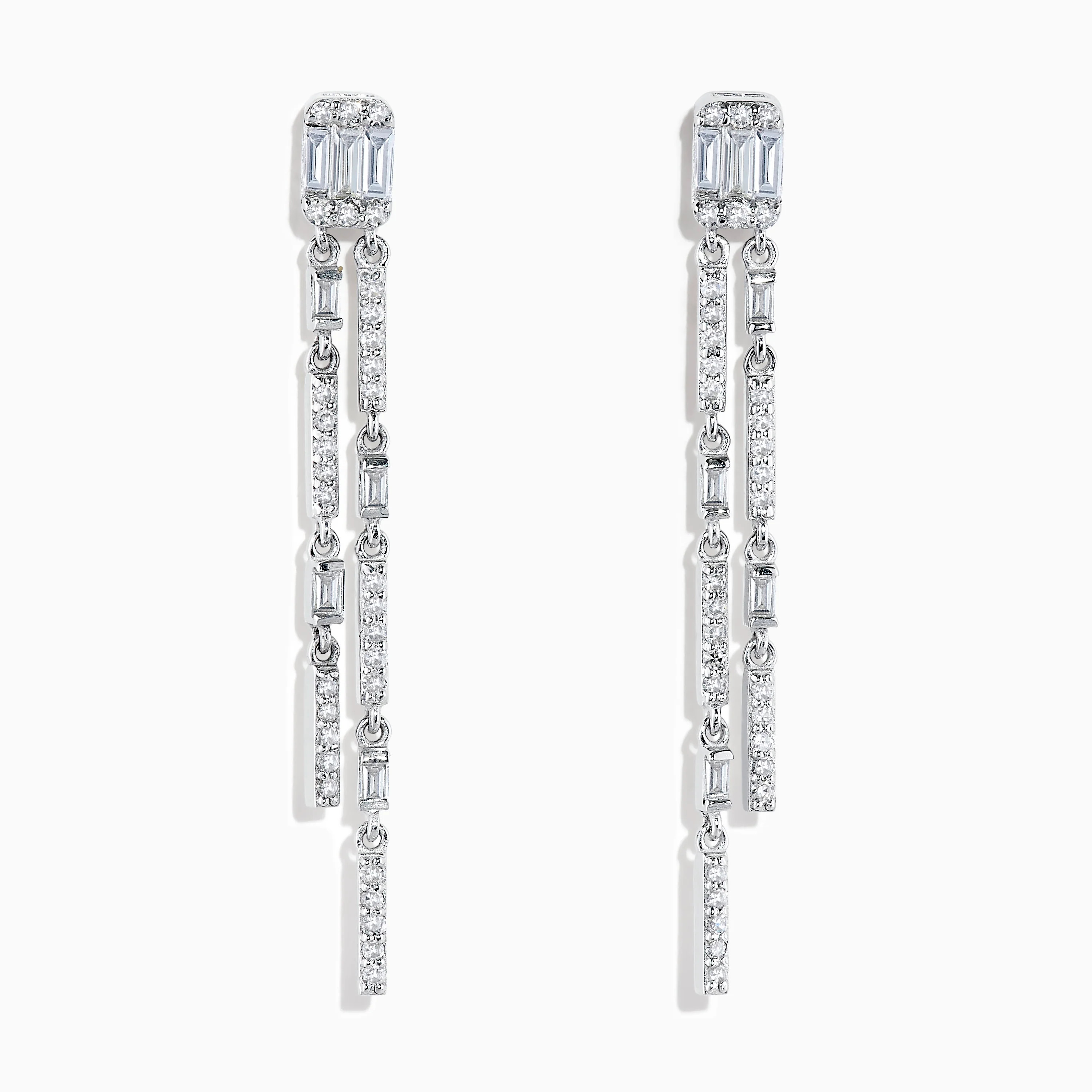 Pave Classica 14K White Gold Diamond Drop Earrings | Effy Jewelry