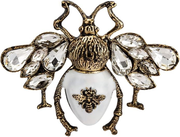 Knighthood Matte Golden Bee Brooch Pin with Enameled Crystal & Rhinestone Details - Fashion Lapel... | Amazon (US)