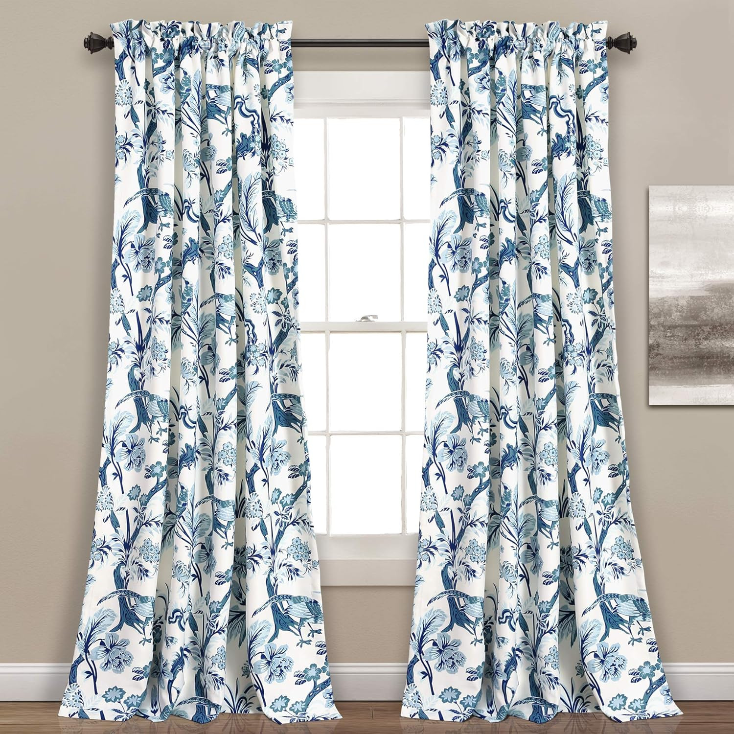 Lush Decor, Blue Curtains Dolores Darkening Window Panel Set for Living, Dining Room, Bedroom (Pa... | Amazon (US)
