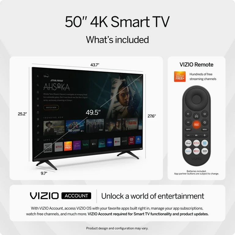 VIZIO 50" Class 4K LED HDR Limited Edition Smart TV (NEW) V4K50S-08 - Walmart.com | Walmart (US)