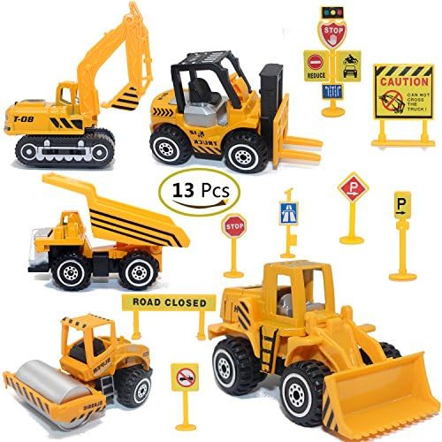 Construction Toys Sets, 5 Pieces Mini Vehicles, Including Truck Forklift Bulldozer Road Roller Ex... | Amazon (US)