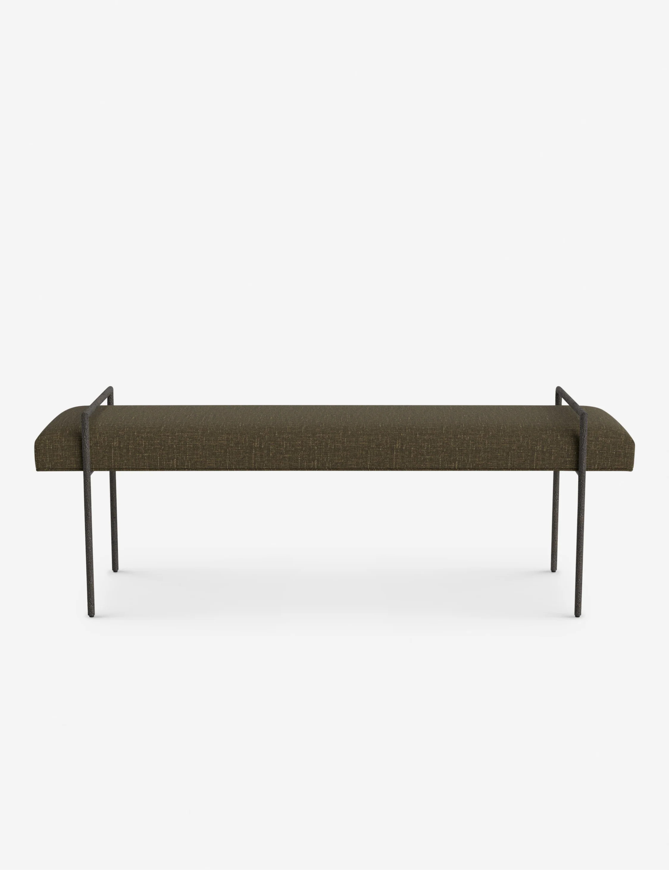 Hixon Bench, Olive Performance Linen | Lulu and Georgia 