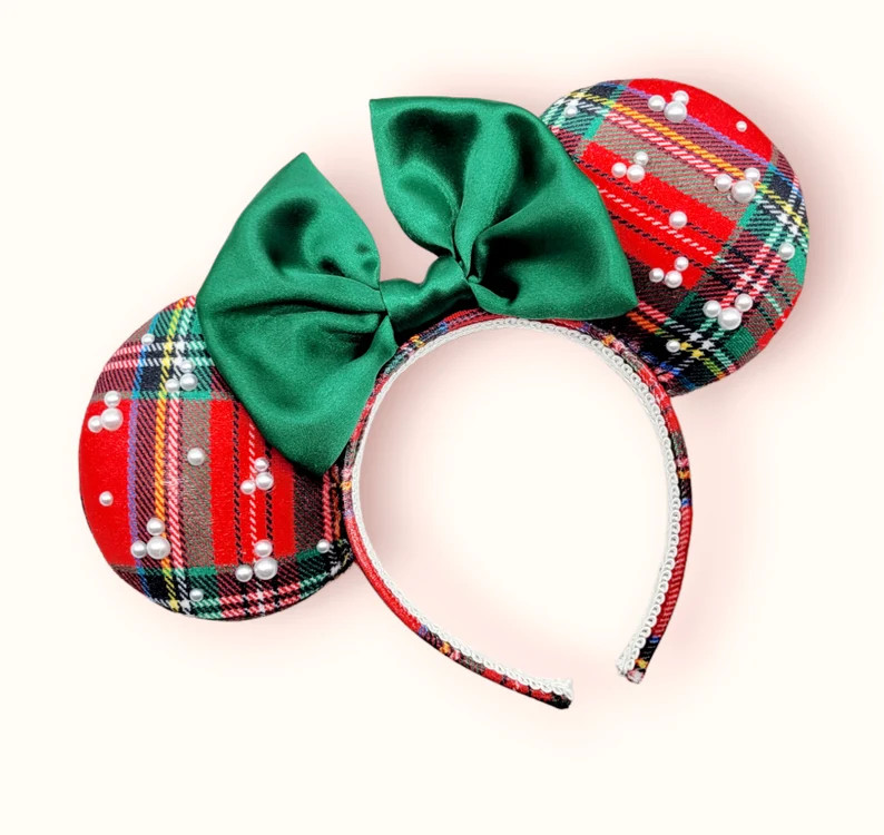 Christmas Pearl Mouse Ears, Holiday Ears, Christmas Headband, | Etsy (US)