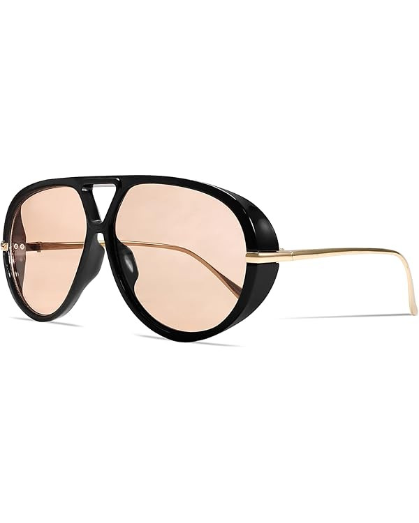 GUVIVI Retro Gold Aviator Sunglasses for Women Men, 2026 Metal Oversized 70s Aviators Black Vacat... | Amazon (US)