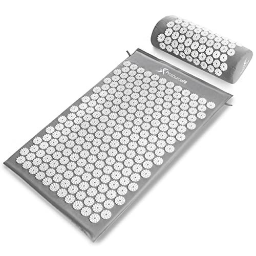 ProsourceFit Acupressure Mat and Pillow Set for Back/Neck Pain Relief and Muscle Relaxation, Grey | Amazon (US)