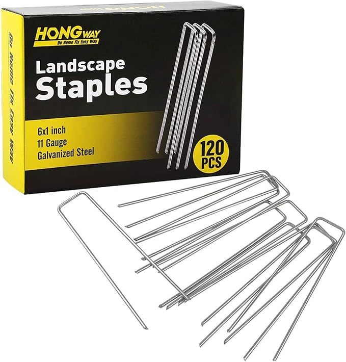 HongWay 120 Pack Landscape Staples 6 Inches 11 Gauge Stakes, Galvanized Garden Stakes U-Shaped Pi... | Amazon (US)