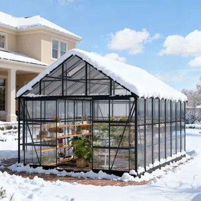 Outdoor Aluminum Polycarbonate Greenhouse With Ventilation And Rain Gutter, Walk In Greenhouse For Outdoors, Backyard, Garden | Wayfair North America
