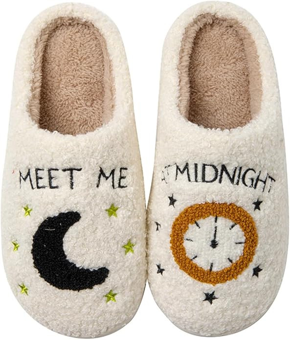 Meet Me at Midnight Slippers for Women Men Ladies Men's Comfortable Plush Home Slippers Slip On N... | Amazon (US)