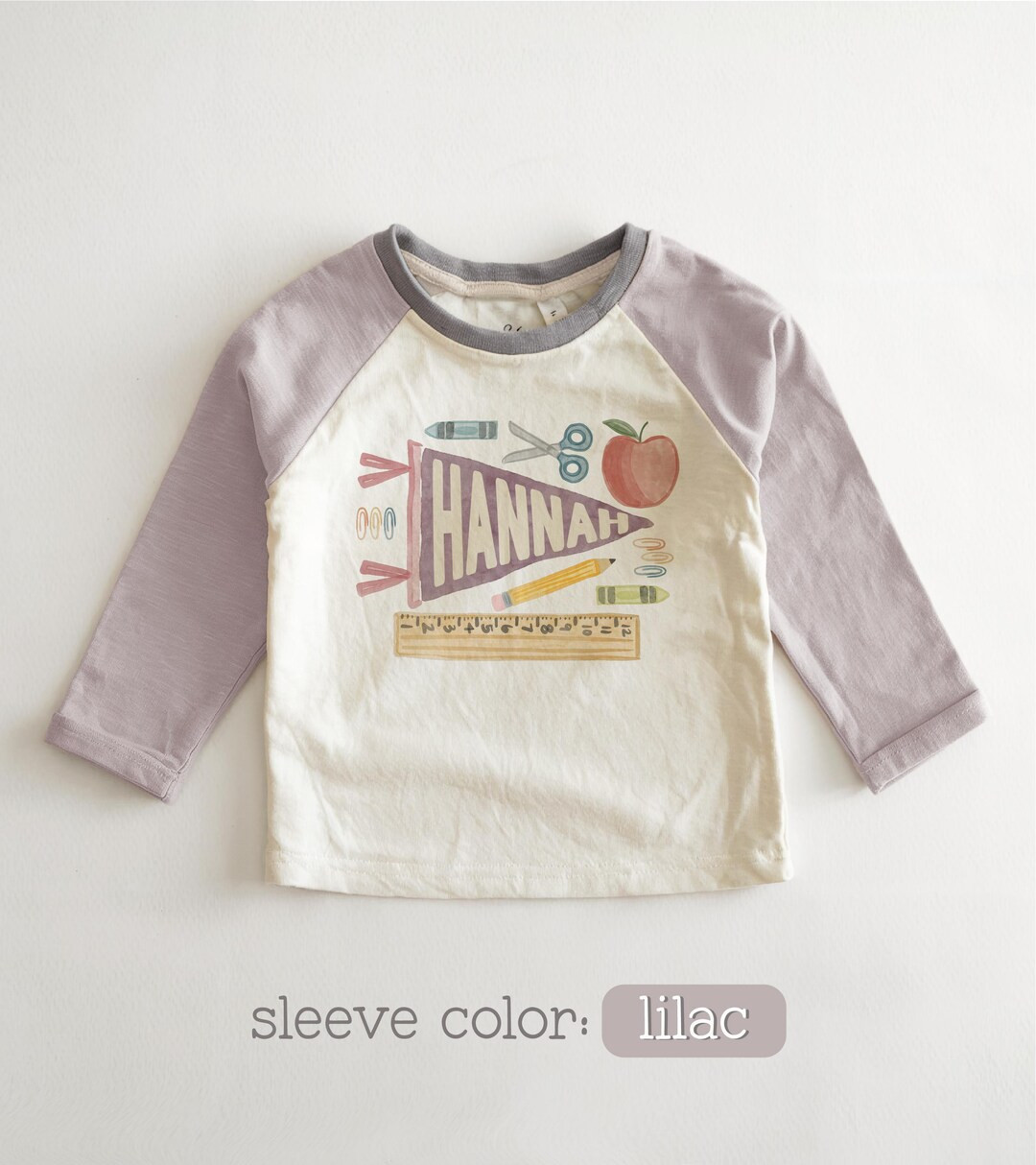 Back to School Personalized Girl Name Toddler Raglan - School Supplies Pennant Girl Name T-shirt ... | Etsy (US)