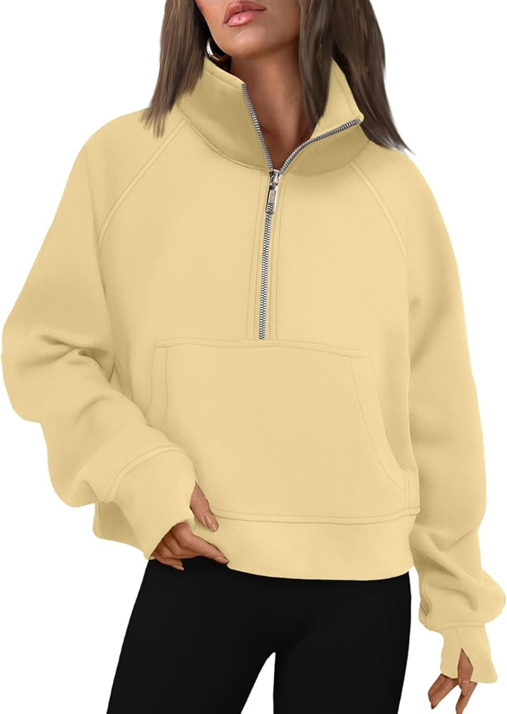 AUTOMET Womens Sweatshirts Half Zip Cropped Pullover Fleece Quarter Zipper Hoodies 2026 Fall Fash... | Amazon (US)