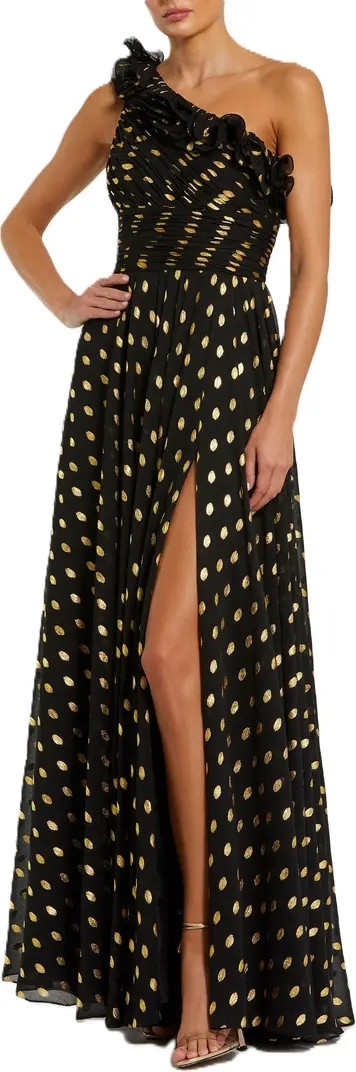 One Shoulder Ruffle Chiffon Gown With Slit | Nordstrom