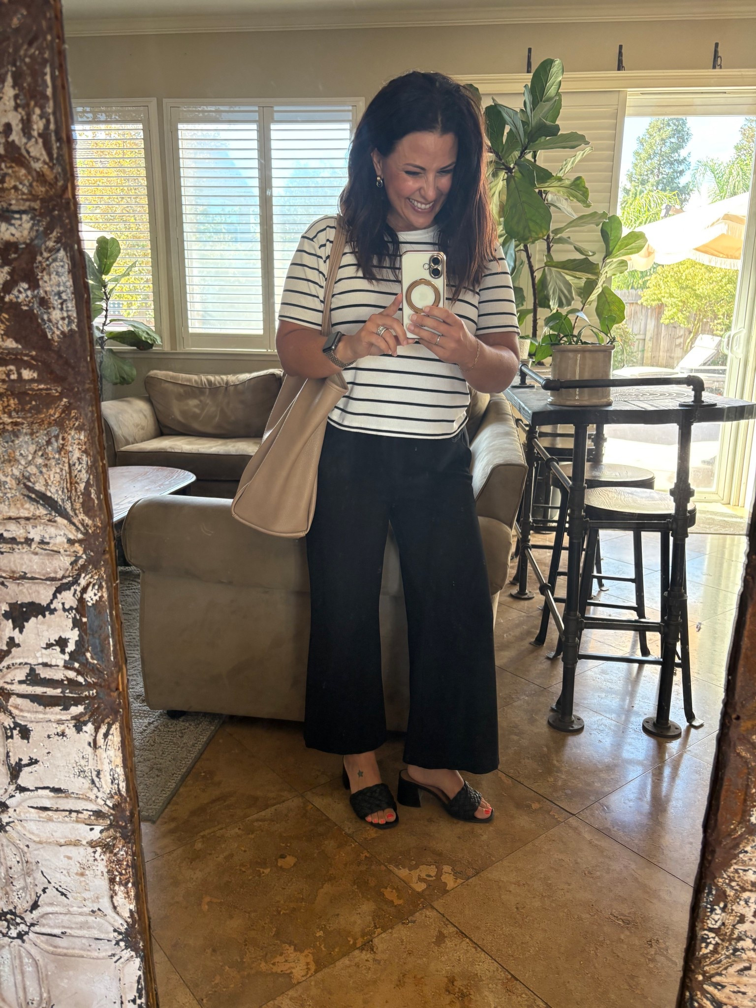Today was definitely a Monday! Easy, basic office teacher workwear outfit. These are the pull on wide leg pants I shared last week in tan. They have functional front and back pockets, come in 3 lengths, I’m 5’2” and wearing a small in 26. 

#LTKWorkwear #LTKOver40 #LTKPetite