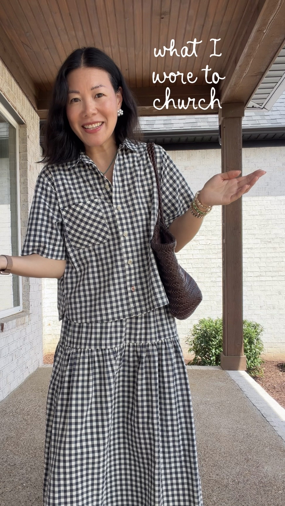 Sizing: wearing Small in both gingham top and bottom. Shoes are TTS.