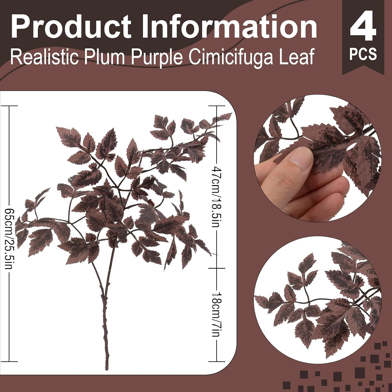 Daynight 4 Pcs Artificial Cimicifuga Plant Leaf Spray Faux Plum Cimicifuga Ramosa Leaf Branch Fau... | Amazon (US)