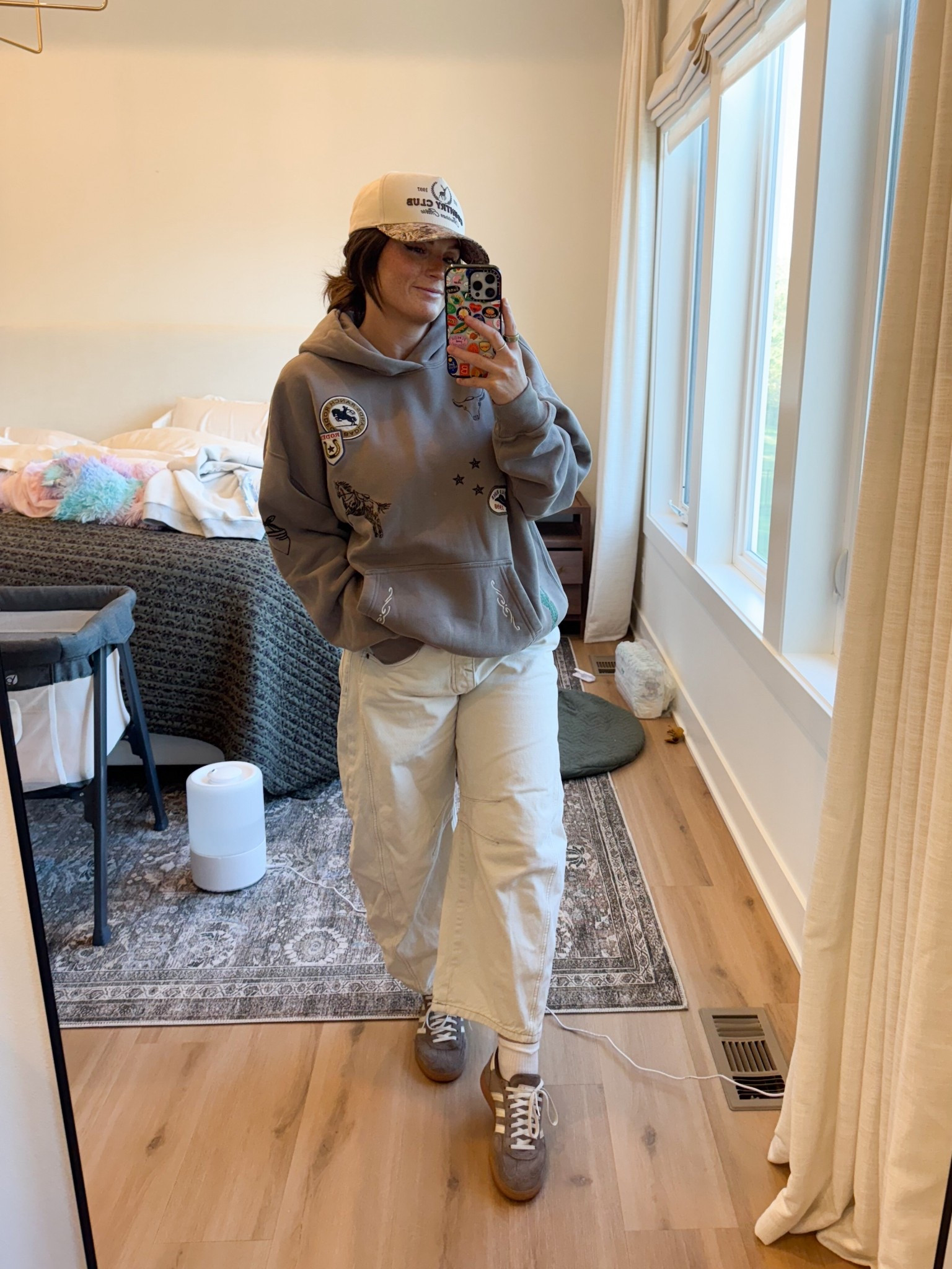 Barrel jean outfit, Abercrombie embroidered hoodie, adidas outfit, trucker hat outfitt

#LTKFindsUnder100 #LTKStyleTip #LTKFindsUnder50