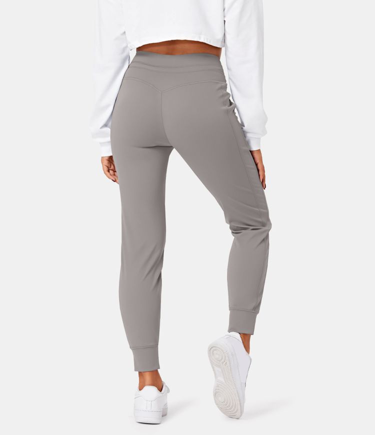 Softlyzero™ Airy High Waisted Drawstring Side Pocket Plain Cool Touch Full Length Joggers | HALARA