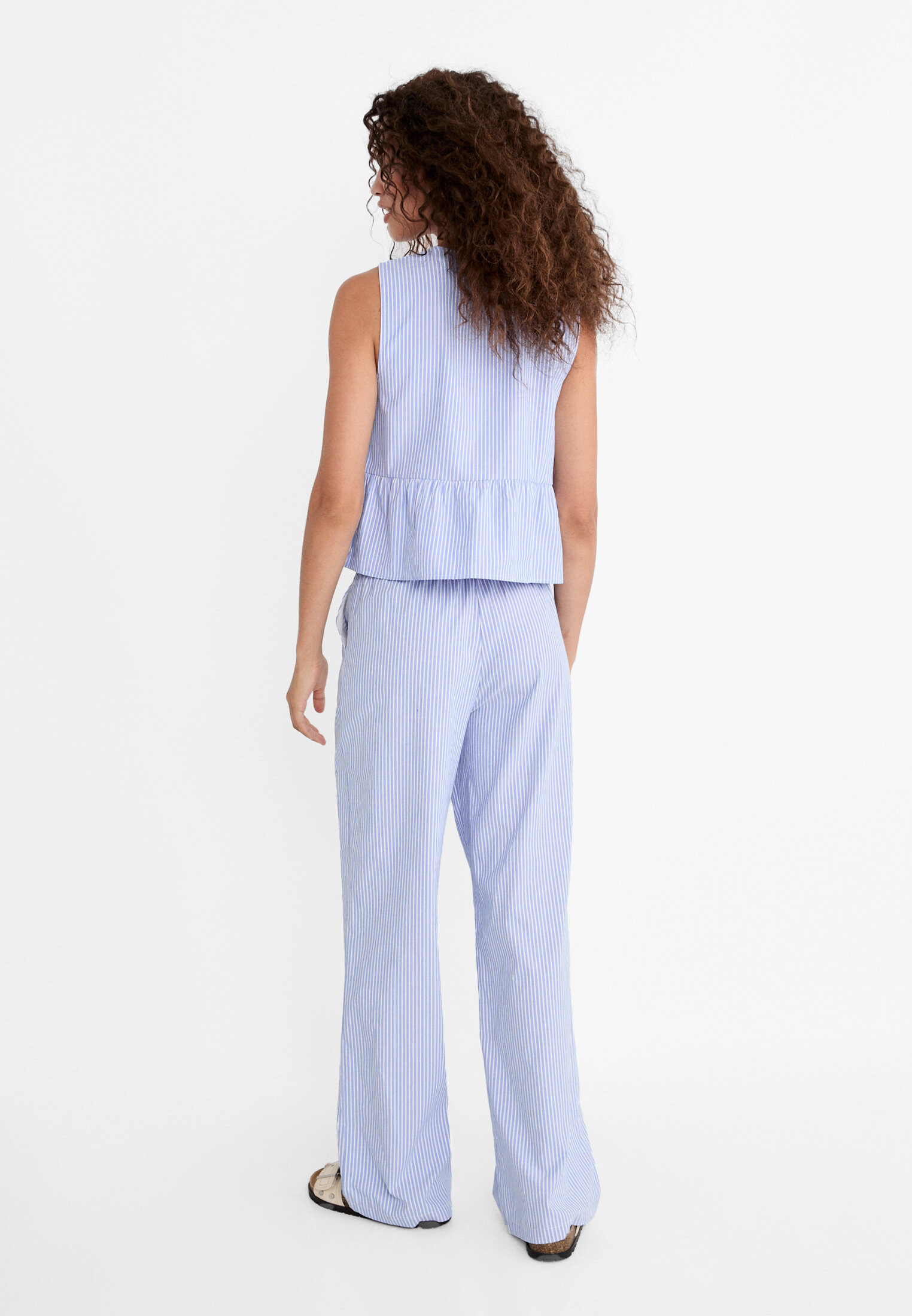 Flowing striped poplin trousers | Stradivarius (UK)