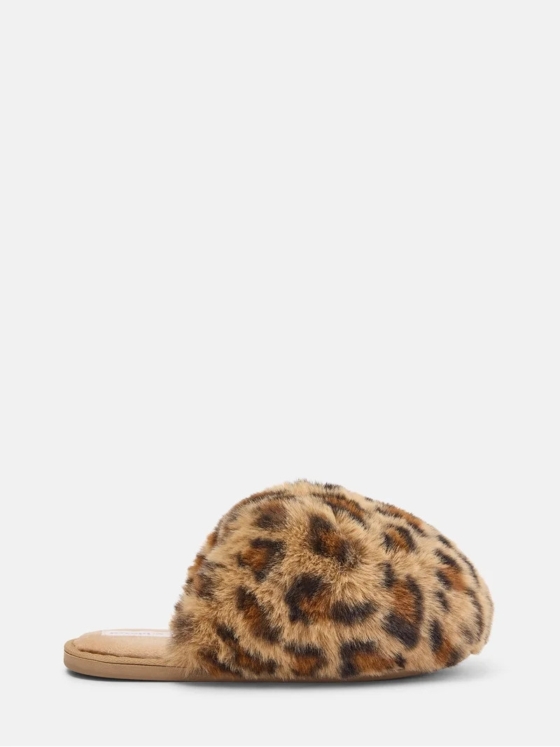 Color Leopard selectedJoyspun Women\u2019s Faux Fur Puff Scuff SlippersW JS SNOWBALLW JS SNOWBALL... | Walmart (US)