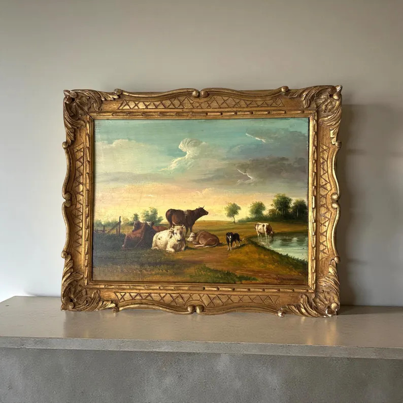 Antique 19th century Dutch School oil painting in gold colored frame - timeless painting that can... | Etsy (US)