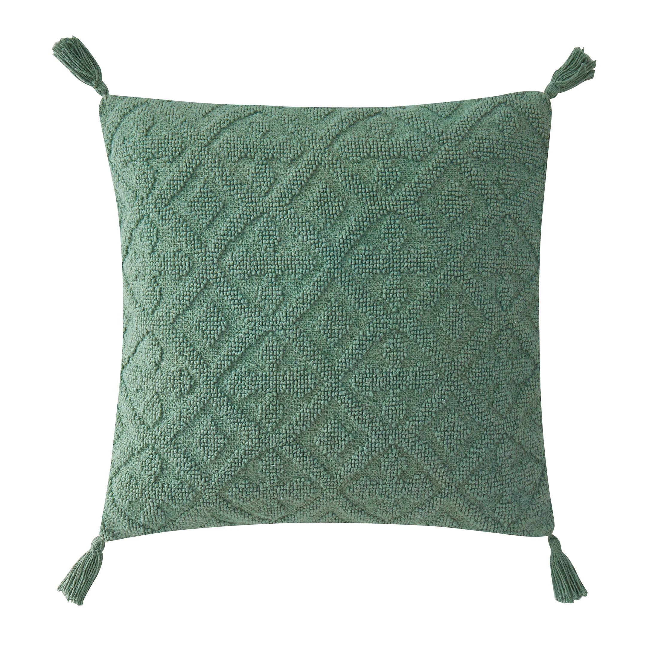 My Texas House Sutton Cotton Tufted Decorative Pillow Cover, 20"x20", Iceberg Green | Walmart (US)