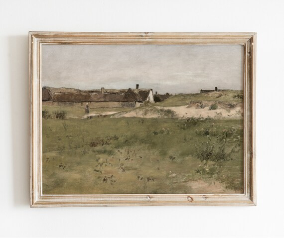 French Farm  Vintage Minimal Landscape Painting  Farmhouse - Etsy | Etsy (US)