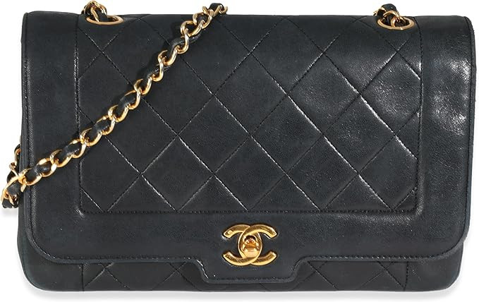 Amazon.com: Chanel, Pre-Loved Vintage Black Quilted Lambskin Medium Diana Single Flap Bag, Black ... | Amazon (US)