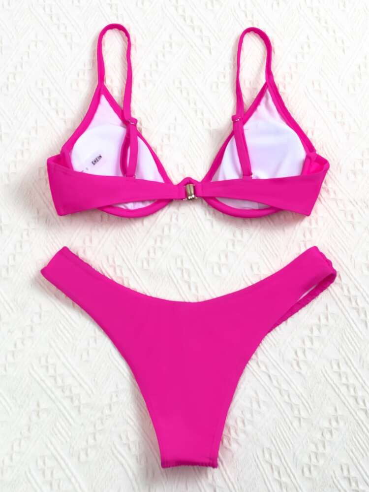 Smocked Underwire Bikini Swimsuit | SHEIN