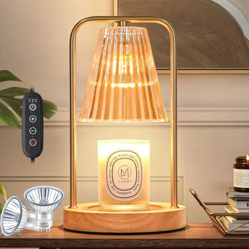 Candle Warmer Lamp with Timer, Electric Candle Lamp Warmer for Jar Candles, Dimmable Wax Melt Warmer with 2 Bulbs, Mom Christmas Gifts Birthday House Warming Gifts New Home, Vintage Home Bedroom Decor | Amazon (US)