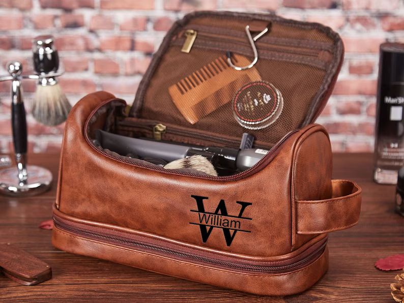 Personalized Toiletry Bag Groomsman Gift for Him Engraved Dopp Bag Leather Dopp Kit  Boyfriend Gi... | Etsy (US)