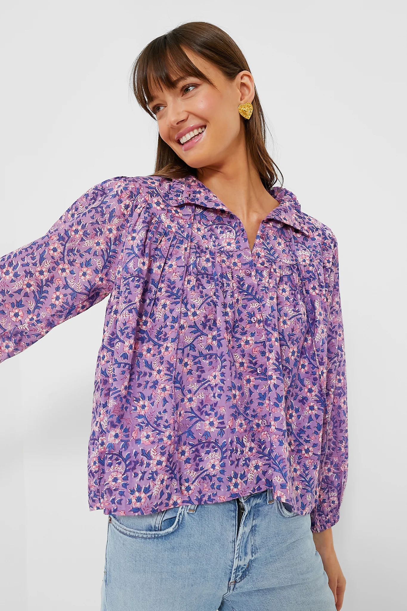 Violet Wildflower Organic Emmaline Blouse | Tuckernuck (US)