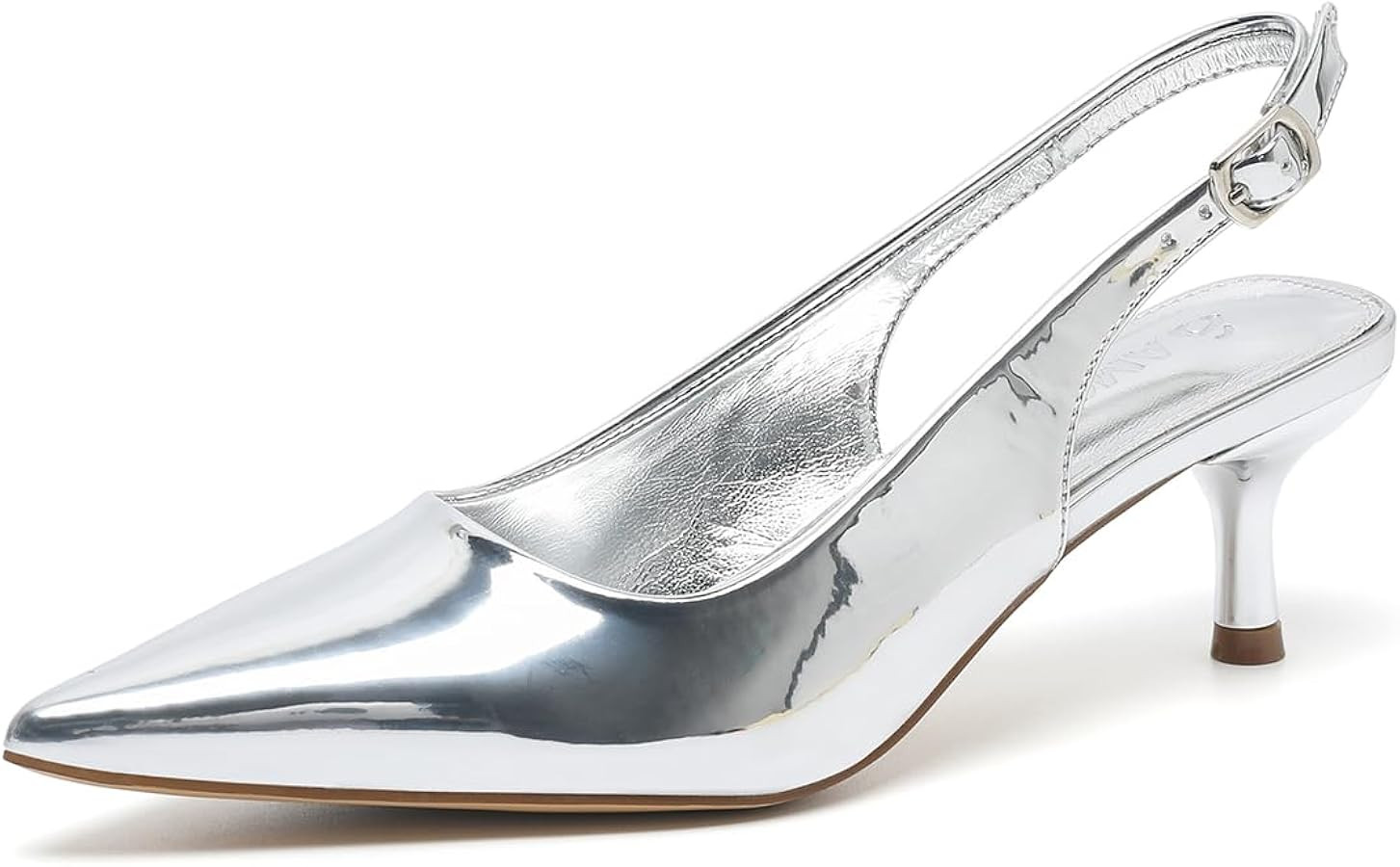 Amoji Women's 2 Inch Pointed Toe Low Kitten Heel Slingback Pump Party Wedding Dress Shoes FZ321 | Amazon (US)