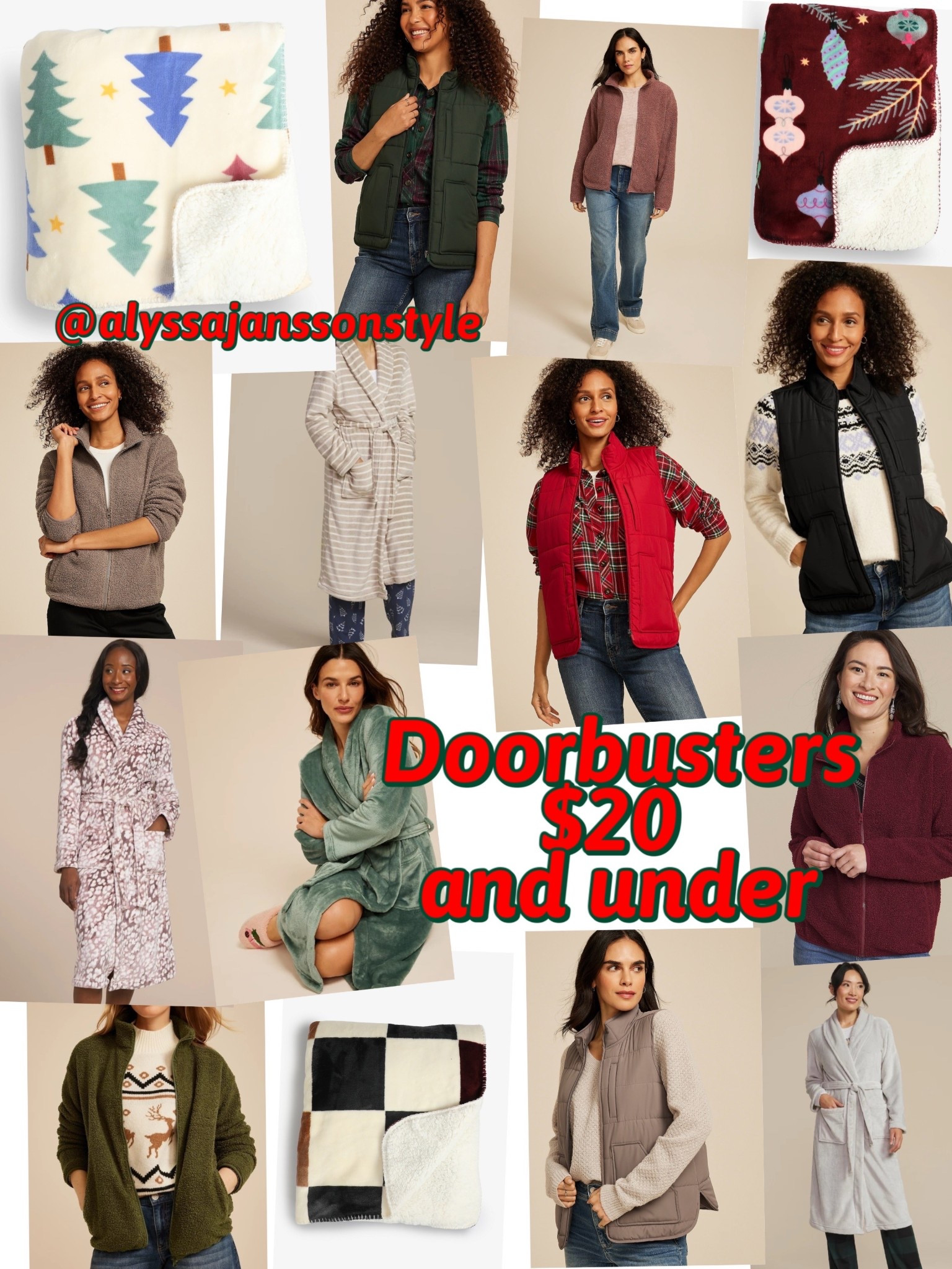 Robes $20
Sherpa jackets $20
Quilted vests $15
Sherpa blankets $20

#LTKHoliday #LTKSeasonal #LTKCyberWeek