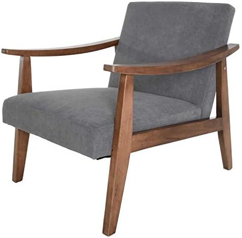 Zenvida Mid Century Modern Accent Armchair Solid Hardwood Upholstered | Amazon (US)