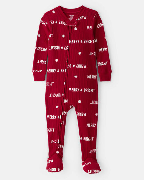 Baby Merry & Bright Christmas Cotton Long-Sleeve 2-Way Zip 1-Piece Pajamas - Red | Carter's Inc