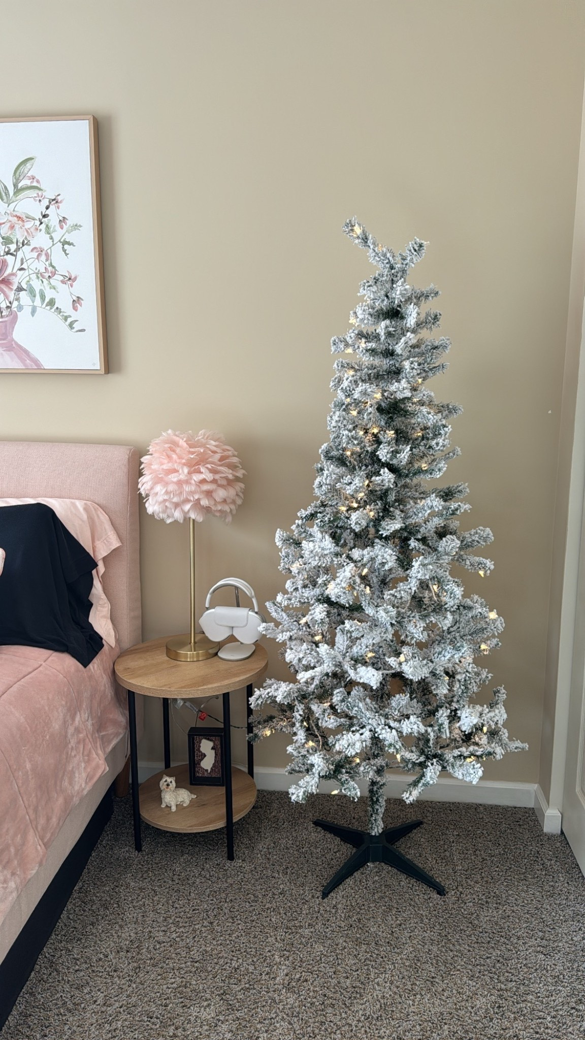 Bedroom Christmas tree 
6ft flocked 

#LTKHome #LTKHoliday #LTKSeasonal