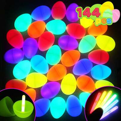 Syncfun 72 Pcs 3.15" Easter Glow Eggs Glow In The Dark Easter Glow Eggs With Glow Sticks For Easter Basket Stuffers, Easter Egg Hunt Party Favors Clas | SHEIN