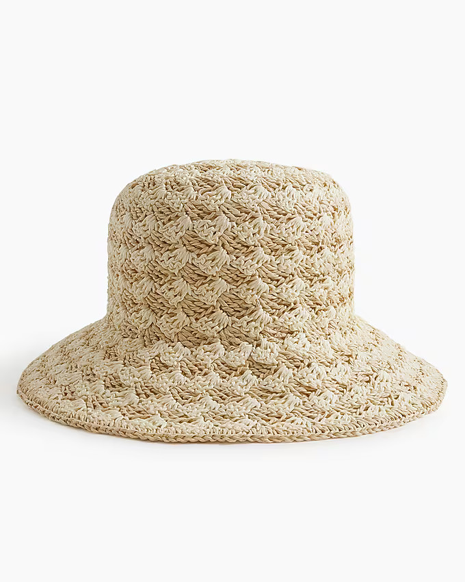 Patterned woven straw bucket hat | J.Crew Factory