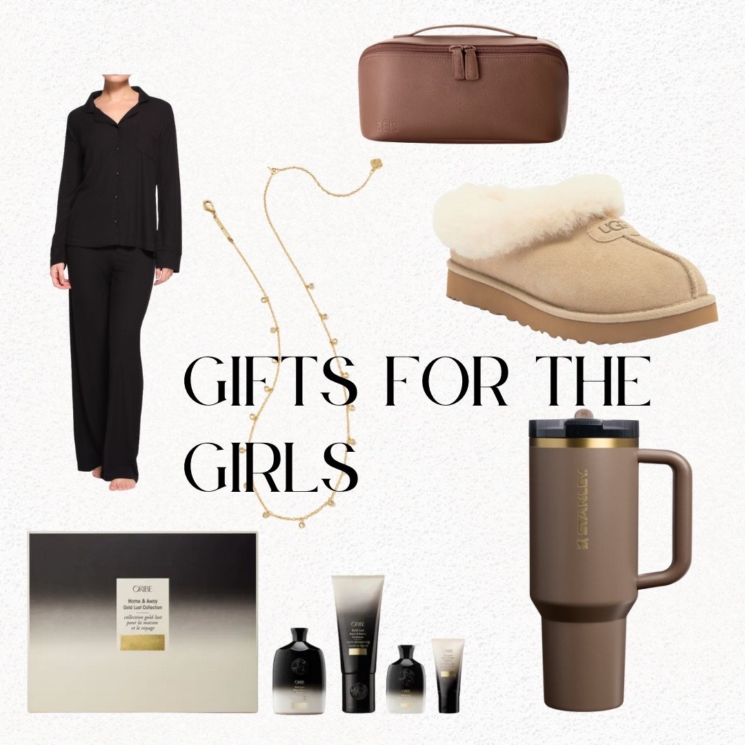 Gift ideas for the girls 🎁💖 From cozy nights in to everyday must-haves — this list has it all!  
✨ Stanley water bottle  
✨ Fuzzy slippers  
✨ Soft PJs  
✨ Dainty necklace  
✨ Makeup bag  
✨ Haircare 

Perfect for besties, sisters, or a little self-gifting 😉  

💕 #GiftGuide #HolidayGifts #ForHer #CozySeason


#LTKGiftGuide #LTKHoliday #LTKSeasonal
