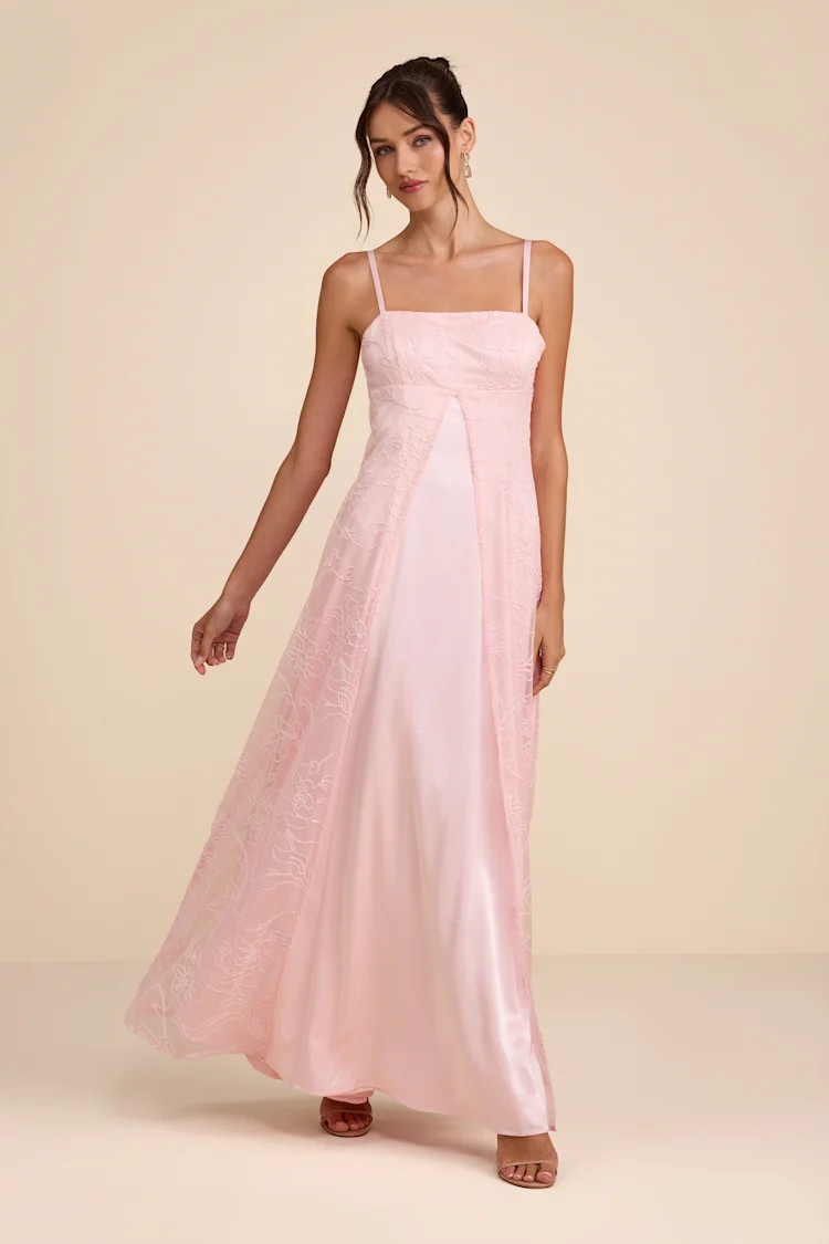 Mitzie Blush Pink Embroidered Maxi Dress | Lulus