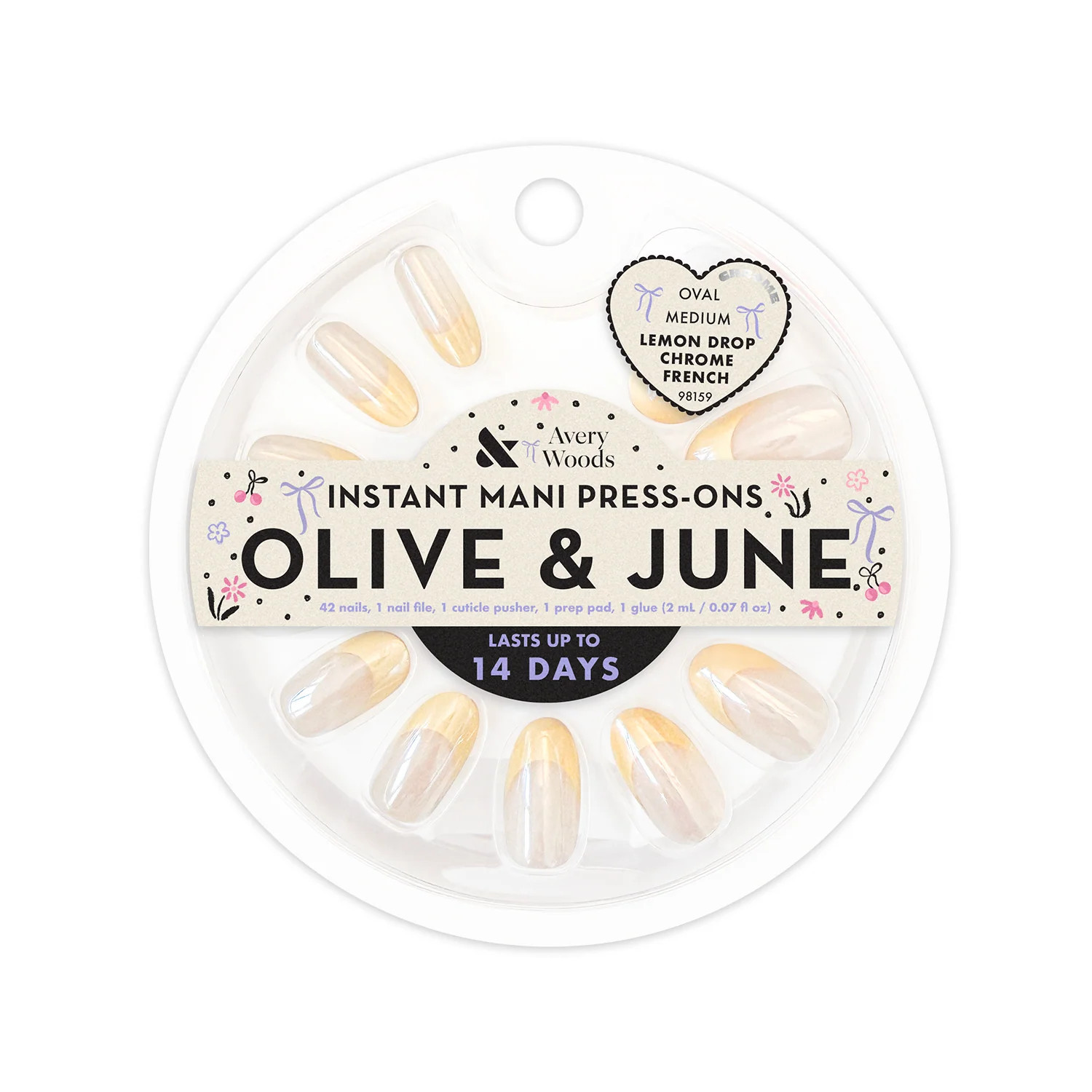 Lemon Drop Chrome French - Press On | Medium | Oval | Olive & June
