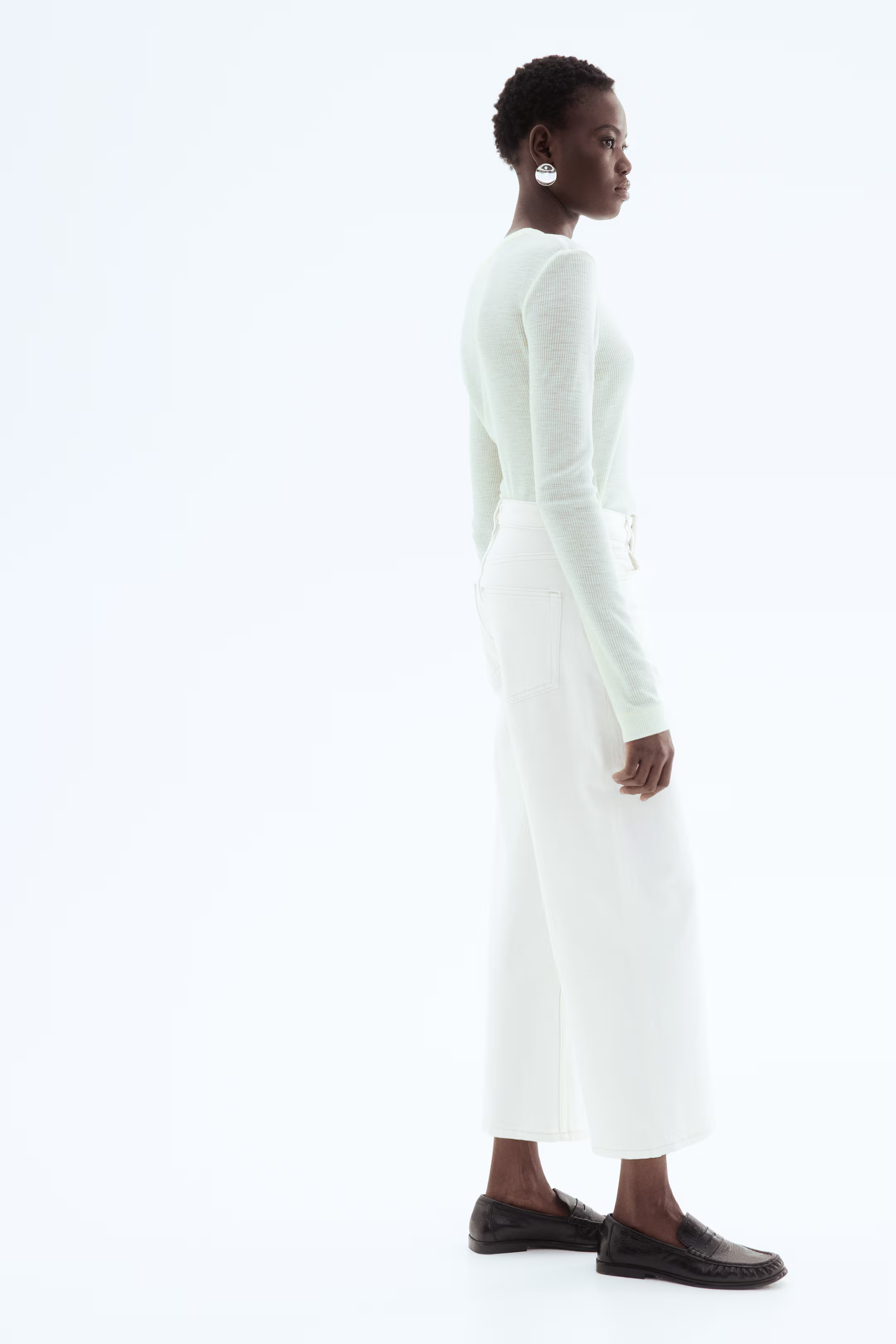 Wide High Cropped Jeans - White - Ladies | H&M GB | H&M (UK, MY, IN, SG, PH, TW, HK)