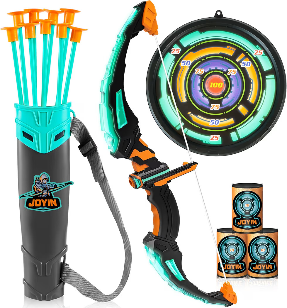 JOYIN Kids Bow and Arrow Set, LED Light Up Archery Toy Set with 9 Suction Cup Arrows, Target & Ar... | Amazon (US)