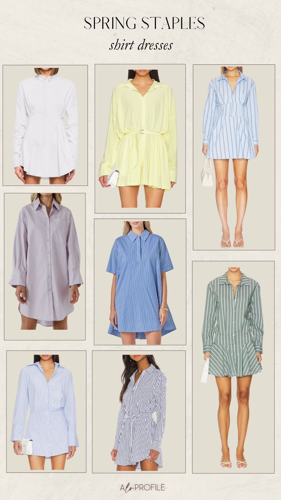 Spring Staples: Shirt Dresses // spring fashion, spring style, spring wardrobe, spring outfit  ideas, spring trends, spring fashion trends, earthy tones, pastel fashion, spring color trends