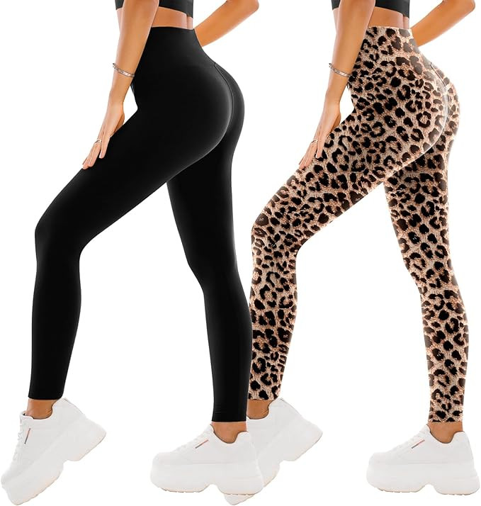 SINOPHANT High Waisted Leggings for Women - 2 Packs Buttery Soft Yoga Pants for Workout Athletic | Amazon (US)