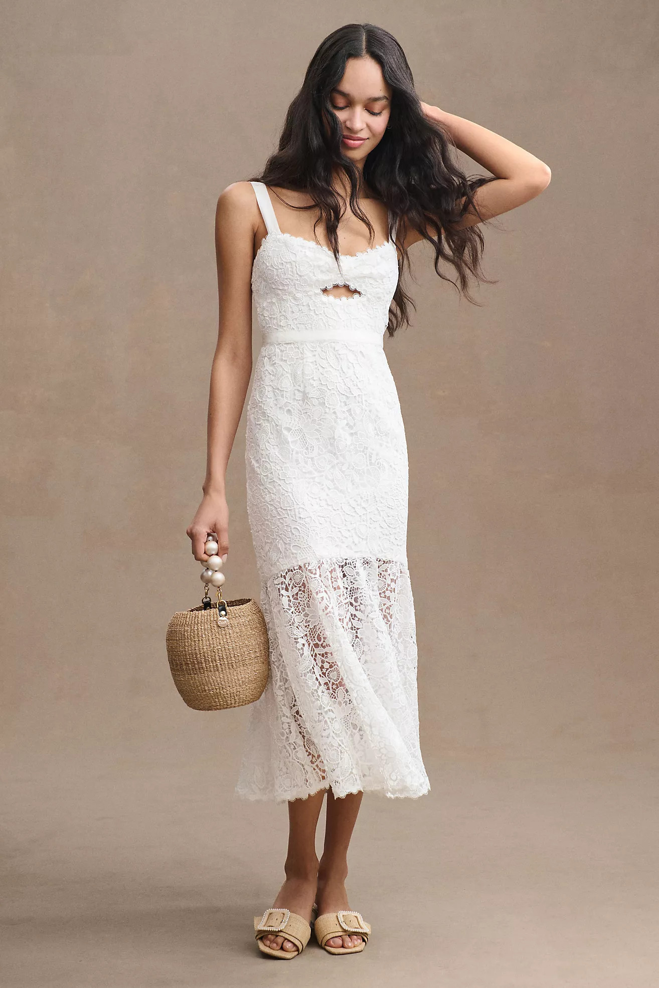 Saylor Malina Sleeveless Lace Cutout Midi Dress | Anthropologie (US)