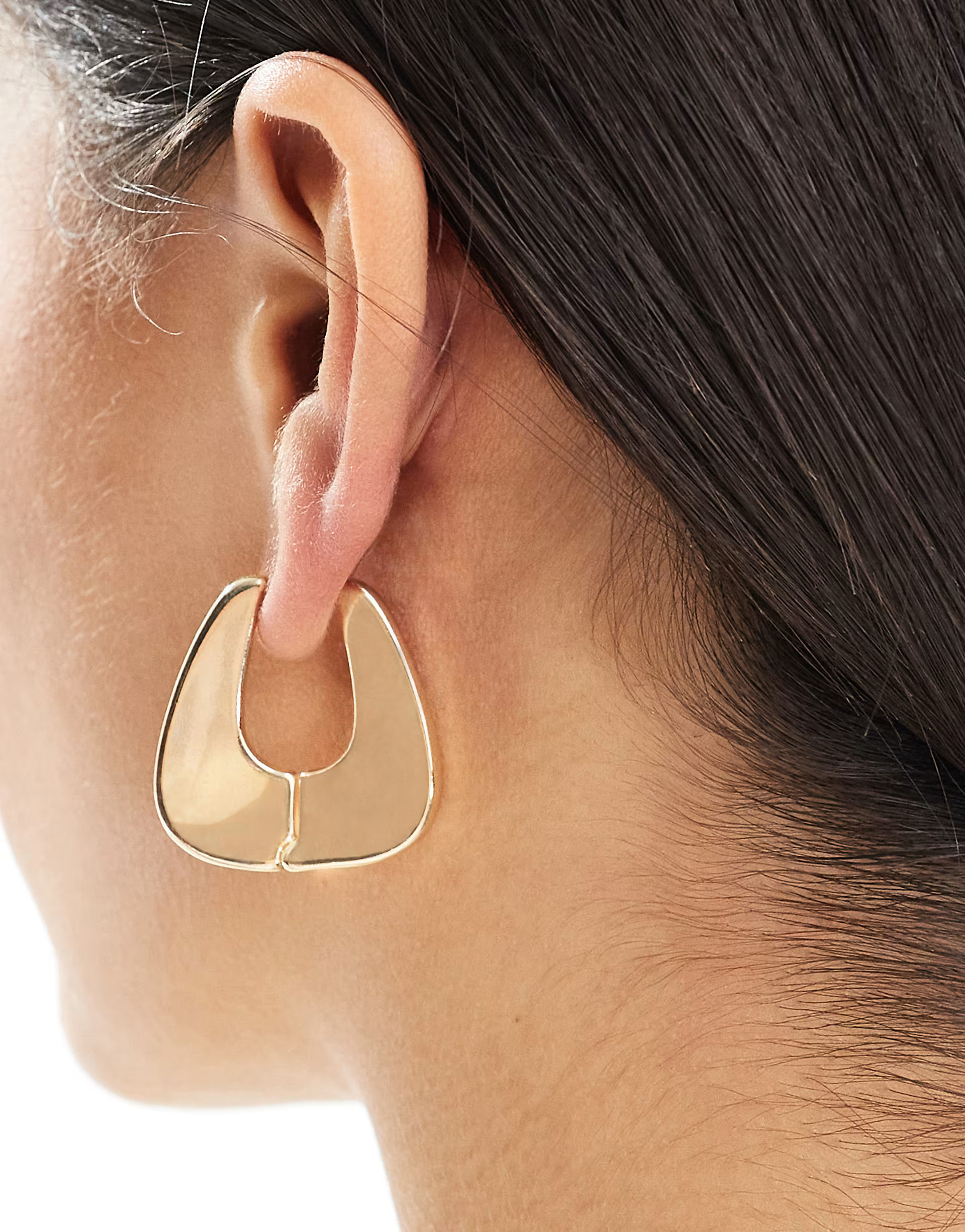 ASOS DESIGN hoop earrings with clicker squared-off detail in gold tone | ASOS (Global)